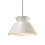 Radiance Trapezoid Pendant w/ White Cord - Brushed Nickel / Matte White