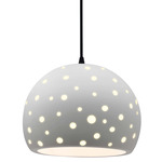 Perforated Globe Pendant w/ Black Cord - Matte Black / Bisque