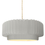 Radiance Pleated Tier Pendant - Brushed Brass / Bisque