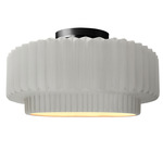 Radiance Pleated Tier Semi Flush Ceiling Light - Matte Black / Bisque