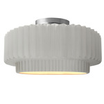 Radiance Pleated Tier Semi Flush Ceiling Light - Brushed Nickel / Bisque