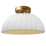 Radiance Pleated Dome Semi Flush Ceiling Light - Brushed Brass / Bisque