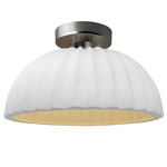 Radiance Pleated Dome Semi Flush Ceiling Light - Brushed Nickel / Bisque