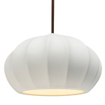 Radiance Oval Fluted Stem Pendant - Dark Bronze / Bisque