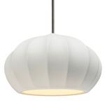 Radiance Oval Fluted Stem Pendant - Brushed Nickel / Bisque