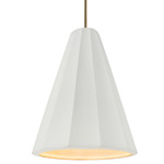 Radiance Fluted Tall Stem Pendant - Antique Brass / Bisque