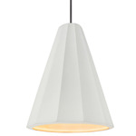 Radiance Fluted Tall Stem Pendant - Polished Chrome / Bisque