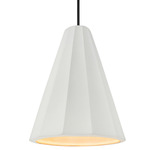 Radiance Fluted Tall Stem Pendant - Matte Black / Bisque