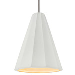 Radiance Fluted Tall Stem Pendant - Brushed Nickel / Bisque