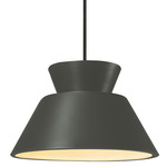 Trapezoid Stem Pendant - Matte Black / Pewter Green