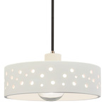 Perforated Dish Pendant - Antique Brass / Bisque