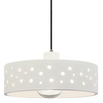 Perforated Dish Pendant - Polished Chrome / Bisque