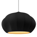 Radiance Oval Fluted Pendant w/ White Cord - Antique Brass / Carbon / Champagne Gold