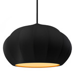 Radiance Oval Fluted Pendant w/ Black Cord - Polished Chrome / Carbon / Champagne Gold