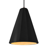 Radiance Fluted Tall Pendant w/ Black Cord - Dark Bronze / Carbon / Champagne Gold