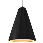 Radiance Fluted Tall Pendant w/ White Cord - Matte Black / Carbon / Champagne Gold