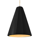 Radiance Fluted Tall Pendant w/ Beige Cord - Brushed Nickel / Carbon / Champagne Gold