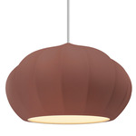 Radiance Oval Fluted Pendant w/ White Cord - Antique Brass / Canyon Clay