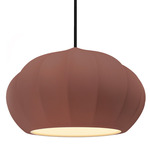 Radiance Oval Fluted Pendant w/ Black Cord - Polished Chrome / Canyon Clay