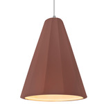 Radiance Fluted Tall Pendant w/ White Cord - Brushed Nickel / Canyon Clay