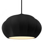 Radiance Oval Fluted Pendant w/ Black Cord - Polished Chrome / Carbon