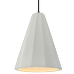 Radiance Fluted Tall Pendant w/ Black Cord - Dark Bronze / Matte White