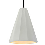 Radiance Fluted Tall Pendant w/ Black Cord - Matte Black / Matte White