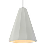 Radiance Fluted Tall Pendant w/ Black Cord - Brushed Nickel / Matte White
