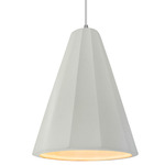 Radiance Fluted Tall Pendant w/ White Cord - Brushed Nickel / Matte White