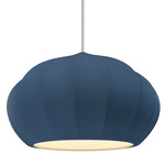 Radiance Oval Fluted Pendant w/ White Cord - Antique Brass / Midnight Sky