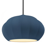 Radiance Oval Fluted Pendant w/ Black Cord - Polished Chrome / Midnight Sky