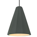 Radiance Fluted Tall Pendant w/ Black Cord - Matte Black / Pewter Green