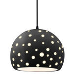 Perforated Globe Pendant w/ Black Cord - Matte Black / Carbon