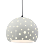 Perforated Globe Pendant w/ Black Cord - Matte Black / Matte White