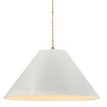 Radiance Avola Pendant w/ Beige Cord - Antique Brass / Matte White
