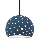 Perforated Globe Pendant w/ Black Cord - Matte Black / Midnight Sky