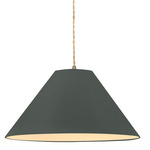 Radiance Avola Pendant w/ Beige Cord - Antique Brass / Pewter Green