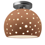 Perforated Globe Semi Flush Ceiling Light - Brushed Nickel / Adobe
