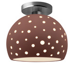 Perforated Globe Semi Flush Ceiling Light - Brushed Nickel / Canyon Clay