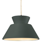 Radiance Trapezoid Pendant w/ Beige Twist Cord - Matte Black / Pewter Green