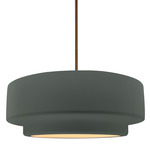 Radiance Tier Stem Pendant - Brushed Brass / Pewter Green