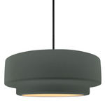 Radiance Tier Stem Pendant - Matte Black / Pewter Green