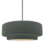 Radiance Tier Stem Pendant - Brushed Nickel / Pewter Green