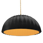 Radiance Pleated Dome Pendant w/ Beige Cord - Aged Brass / Carbon / Champagne Gold