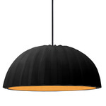 Radiance Pleated Dome Pendant w/ Black Cord - Matte Black / Carbon / Champagne Gold