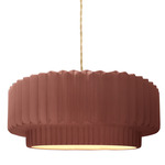 Radiance Pleated Tier Pendant - Brushed Brass / Canyon Clay