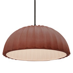 Radiance Pleated Dome Pendant w/ Black Cord - Matte Black / Canyon Clay