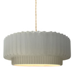 Radiance Pleated Tier Pendant - Brushed Brass / Matte White
