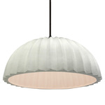 Radiance Pleated Dome Pendant w/ Black Cord - Matte Black / Matte White