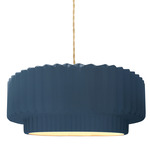 Radiance Pleated Tier Pendant - Brushed Brass / Midnight Sky